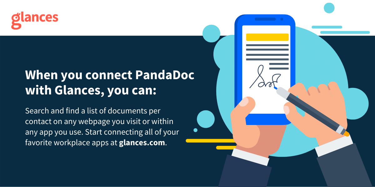 Search and find PandaDoc documents in any webapp or on any webpage Explanation of what you can do by connecting PandaDoc with Glances